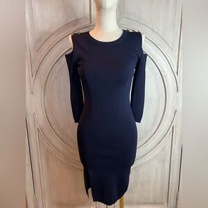 Women’s Elegant Navy Cold Shoulder Dress